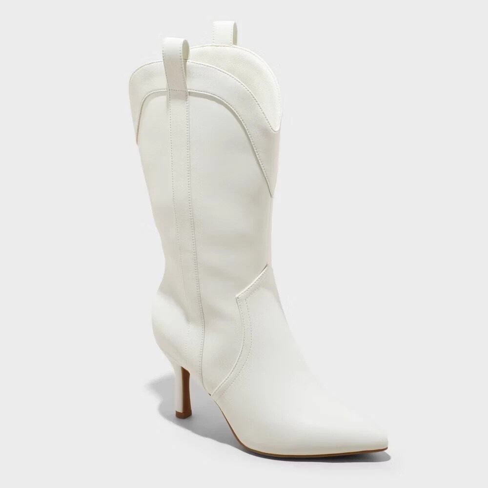 Womens Bryce Heeled Western Cowboy Boots - Wild Fable - White